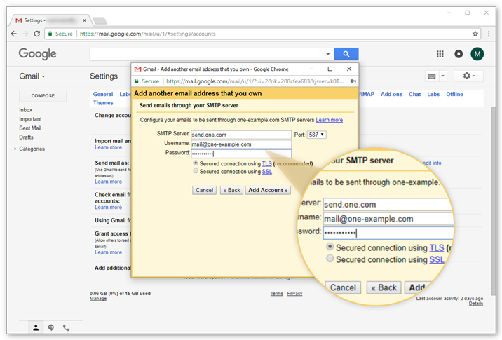 smtp settings for gmail mac mail